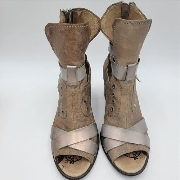 Dkode Booties Heeled Brown Tan Buckle Boots Zip Up EU 37 US 6.5 Boot Shoes Heels - Picture 6 of 15